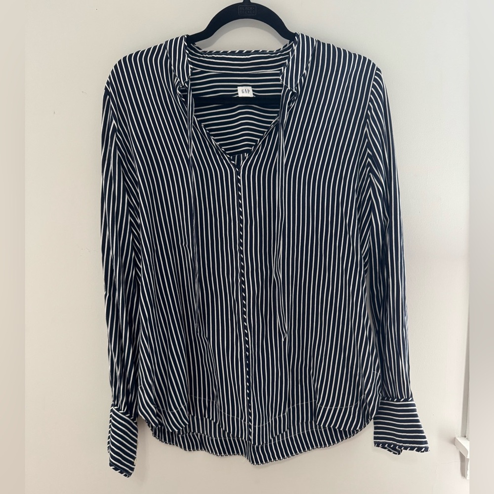 GAP Navy and White Striped Blouse